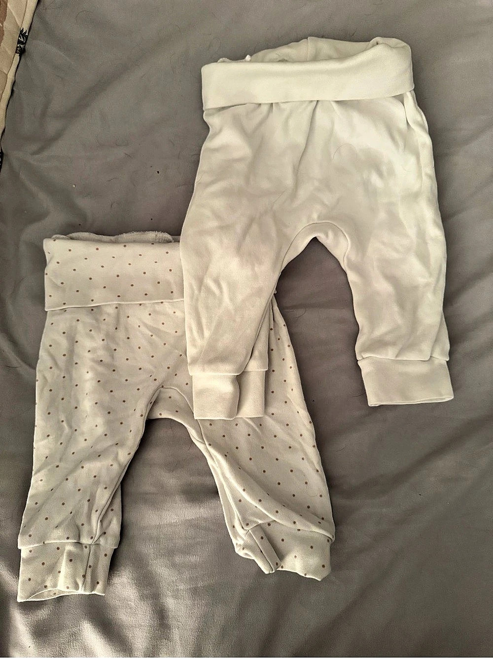 H&M Foldover-Waist Pants Baby Pants Set White & Pink 3M